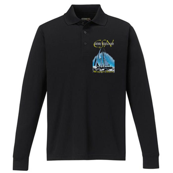 Crosby Stills & Nash Wooden Ships Performance Long Sleeve Polo