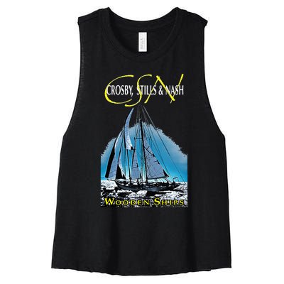 Crosby Stills & Nash Wooden Ships Women's Racerback Cropped Tank