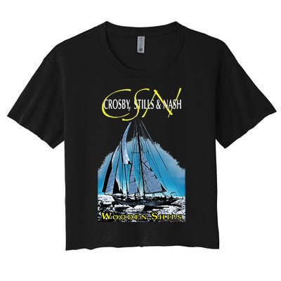 Crosby Stills & Nash Wooden Ships Women's Crop Top Tee