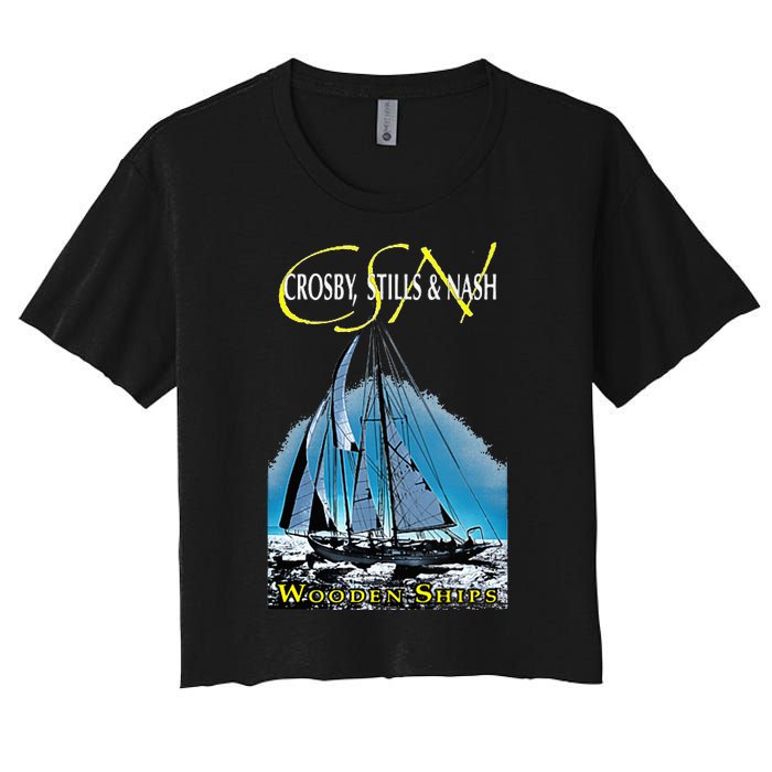 Crosby Stills & Nash Wooden Ships Women's Crop Top Tee