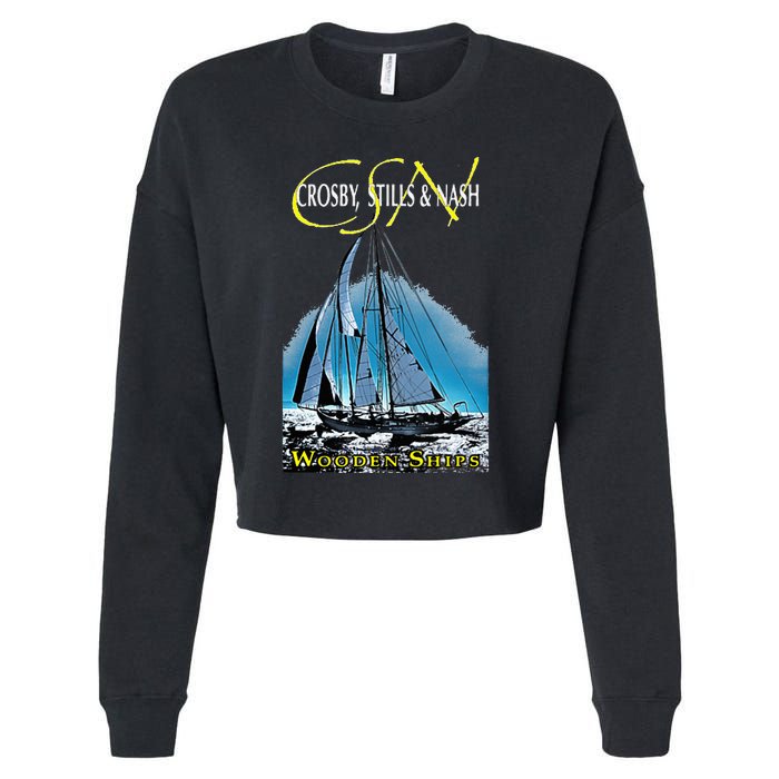 Crosby Stills & Nash Wooden Ships Cropped Pullover Crew