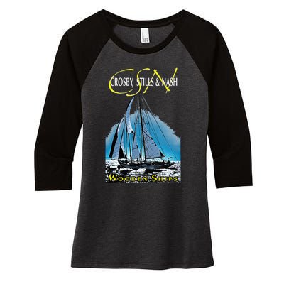 Crosby Stills & Nash Wooden Ships Women's Tri-Blend 3/4-Sleeve Raglan Shirt