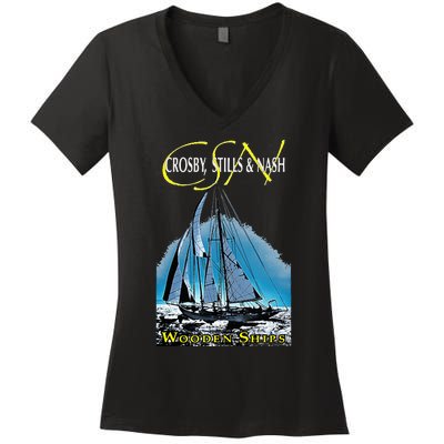 Crosby Stills & Nash Wooden Ships Women's V-Neck T-Shirt