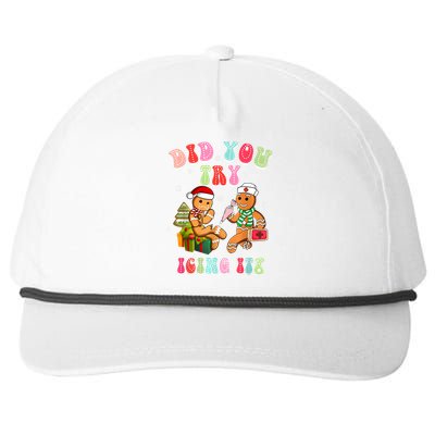 Christmas School Nurse Xmas Did You Try Icing It Gingerbread Snapback Five-Panel Rope Hat