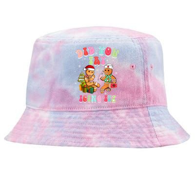 Christmas School Nurse Xmas Did You Try Icing It Gingerbread Tie-Dyed Bucket Hat