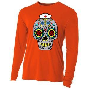 Caduceus Syringes Nurse Sugar Skull Halloween Day Of Dead Gift Cooling Performance Long Sleeve Crew