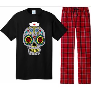 Caduceus Syringes Nurse Sugar Skull Halloween Day Of Dead Gift Pajama Set