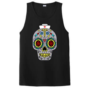 Caduceus Syringes Nurse Sugar Skull Halloween Day Of Dead Gift PosiCharge Competitor Tank