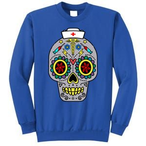 Caduceus Syringes Nurse Sugar Skull Halloween Day Of Dead Gift Sweatshirt