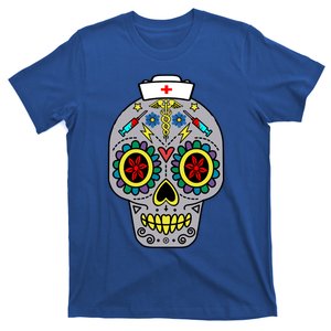 Caduceus Syringes Nurse Sugar Skull Halloween Day Of Dead Gift T-Shirt