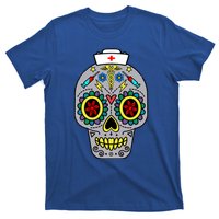 Caduceus Syringes Nurse Sugar Skull Halloween Day Of Dead Gift T-Shirt