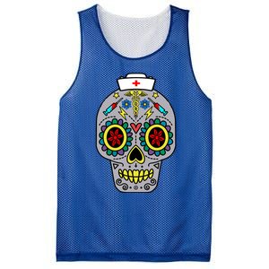 Caduceus Syringes Nurse Sugar Skull Halloween Day Of Dead Gift Mesh Reversible Basketball Jersey Tank