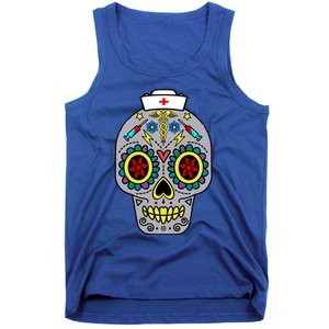 Caduceus Syringes Nurse Sugar Skull Halloween Day Of Dead Gift Tank Top