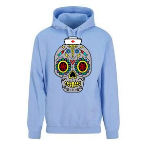 Caduceus Syringes Nurse Sugar Skull Halloween Day Of Dead Gift Unisex Surf Hoodie