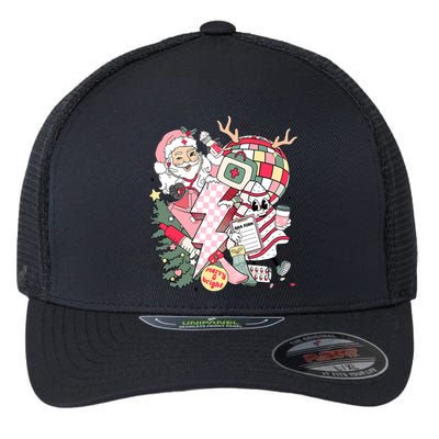 Christmas Santa Nurse Disco Ball Rn Cna Icu Med Surg Picu Flexfit Unipanel Trucker Cap