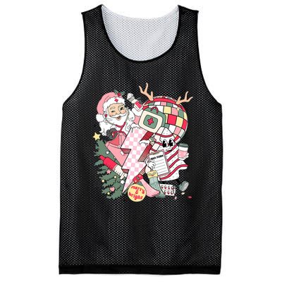 Christmas Santa Nurse Disco Ball Rn Cna Icu Med Surg Picu Mesh Reversible Basketball Jersey Tank