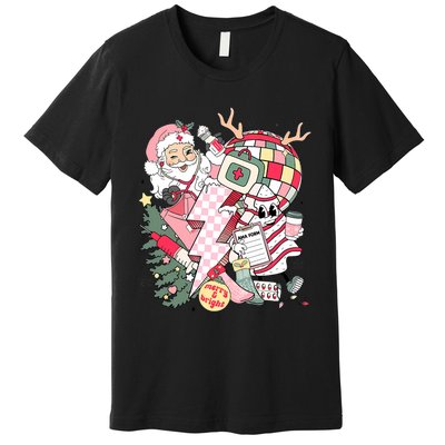 Christmas Santa Nurse Disco Ball Rn Cna Icu Med Surg Picu Premium T-Shirt