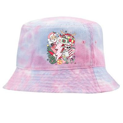 Christmas Santa Nurse Disco Ball Rn Cna Icu Med Surg Picu Tie-Dyed Bucket Hat