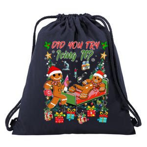 Christmas School Nurse Xmas Did You Try Icing It Gingerbread Drawstring Bag