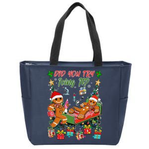 Christmas School Nurse Xmas Did You Try Icing It Gingerbread Zip Tote Bag