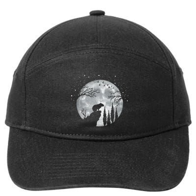 Capybara Slhouette Night Sky Full Moon Rodent Capybara Funny Gift 7-Panel Snapback Hat