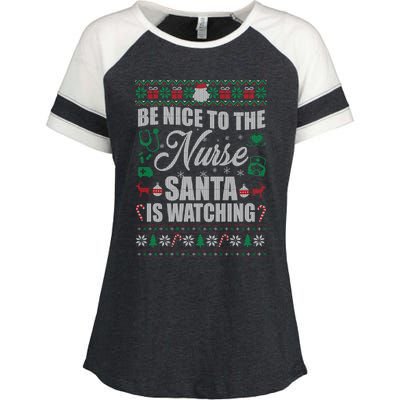 Christmas Santa Nurse Ugly Christmas Sweater Meaningful Gift Enza Ladies Jersey Colorblock Tee