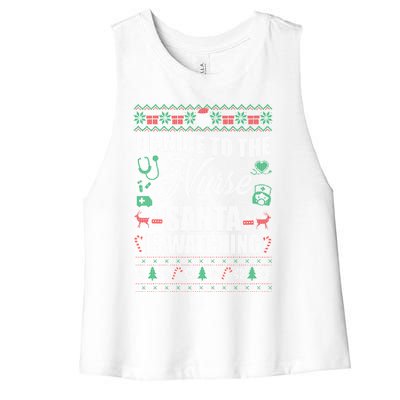 Christmas Santa Nurse Ugly Christmas Sweater Meaningful Gift Women's Racerback Cropped Tank