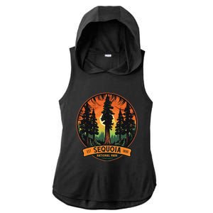 Cute Sequoia National Park Giant Tree Graphic Ladies PosiCharge Tri-Blend Wicking Draft Hoodie Tank