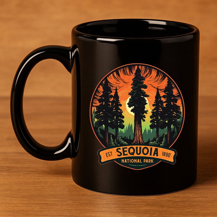 Cute Sequoia National Park Giant Tree Graphic 11oz C Handle Ceramic Mug