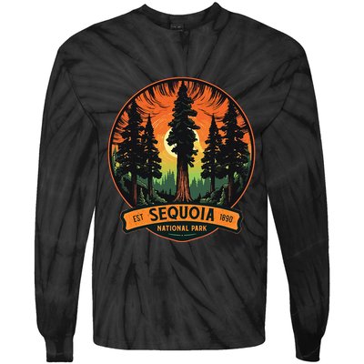 Cute Sequoia National Park Giant Tree Graphic Tie-Dye Long Sleeve Shirt
