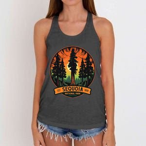 Cute Sequoia National Park Giant Tree Graphic Women's Knotted Racerback Tank