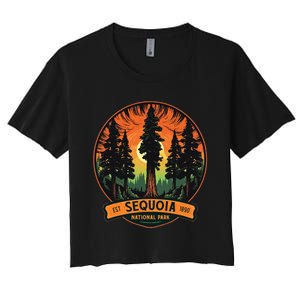 Cute Sequoia National Park Giant Tree Graphic Women's Crop Top Tee