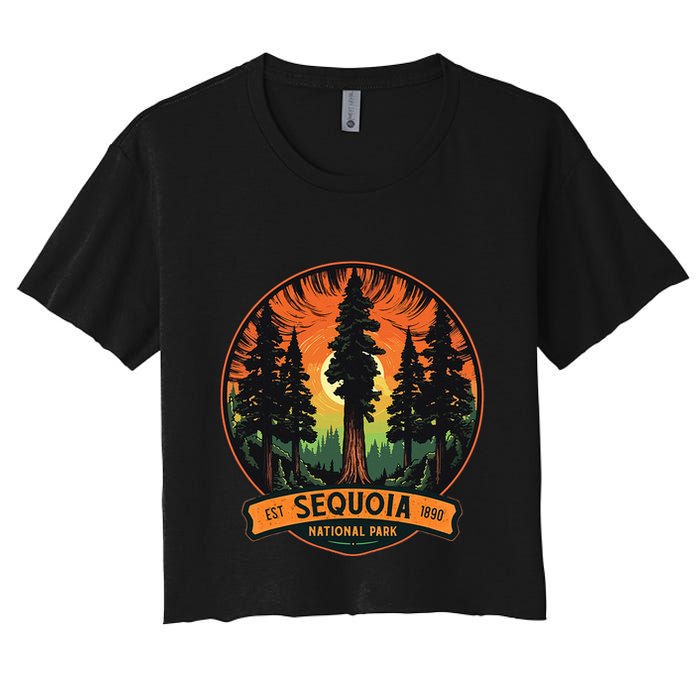 Cute Sequoia National Park Giant Tree Graphic Women's Crop Top Tee