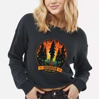 Cute Sequoia National Park Giant Tree Graphic Cropped Pullover Crew