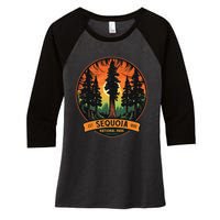 Cute Sequoia National Park Giant Tree Graphic Women's Tri-Blend 3/4-Sleeve Raglan Shirt