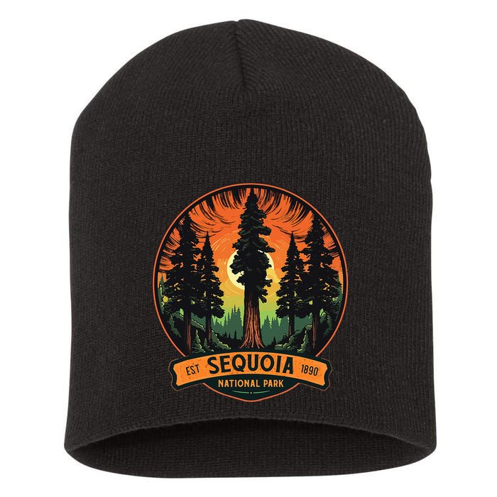 Cute Sequoia National Park Giant Tree Graphic Short Acrylic Beanie