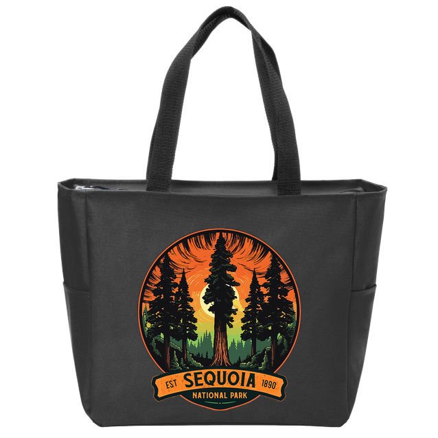 Cute Sequoia National Park Giant Tree Graphic Zip Tote Bag