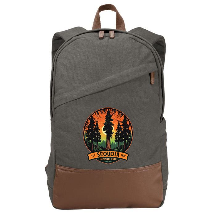 Cute Sequoia National Park Giant Tree Graphic Cotton Canvas Backpack
