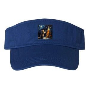 Cute Starry Night Christmas Kitty Kitten Xmas Tree Novelty Cool Gift Valucap Bio-Washed Visor