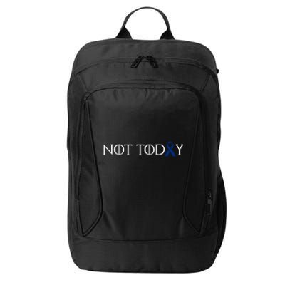 Cancer Survivor Not Today Dark Blue Ribbon Colorectal Gift City Backpack