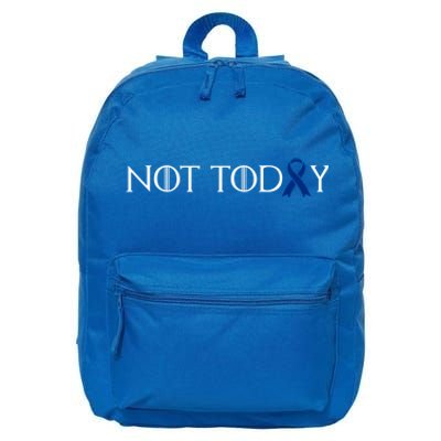 Cancer Survivor Not Today Dark Blue Ribbon Colorectal Gift 16 in Basic Backpack