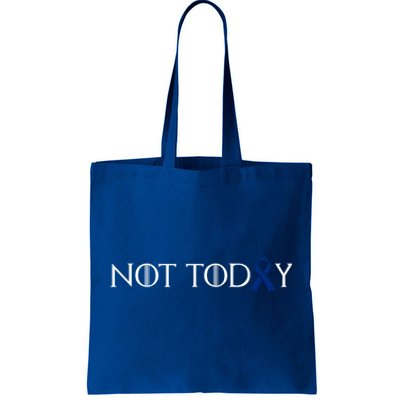 Cancer Survivor Not Today Dark Blue Ribbon Colorectal Gift Tote Bag