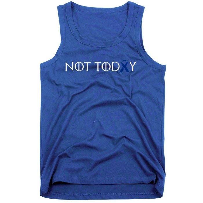 Cancer Survivor Not Today Dark Blue Ribbon Colorectal Gift Tank Top