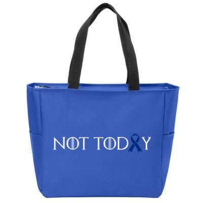 Cancer Survivor Not Today Dark Blue Ribbon Colorectal Gift Zip Tote Bag