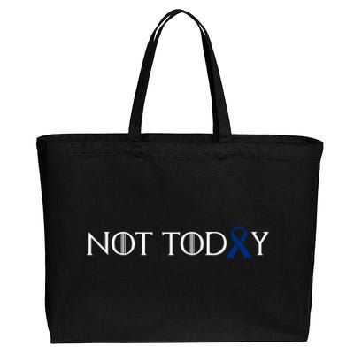 Cancer Survivor Not Today Dark Blue Ribbon Colorectal Gift Cotton Canvas Jumbo Tote