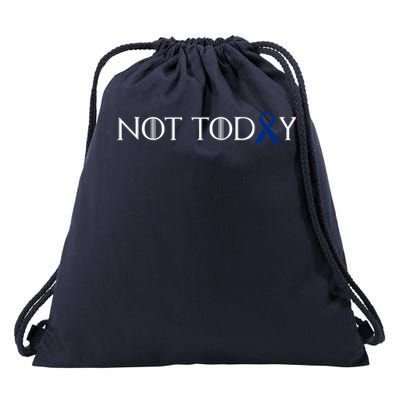 Cancer Survivor Not Today Dark Blue Ribbon Colorectal Gift Drawstring Bag