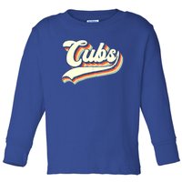 Cubs Sports Name Vintage Retro Boy Girl Toddler Long Sleeve Shirt