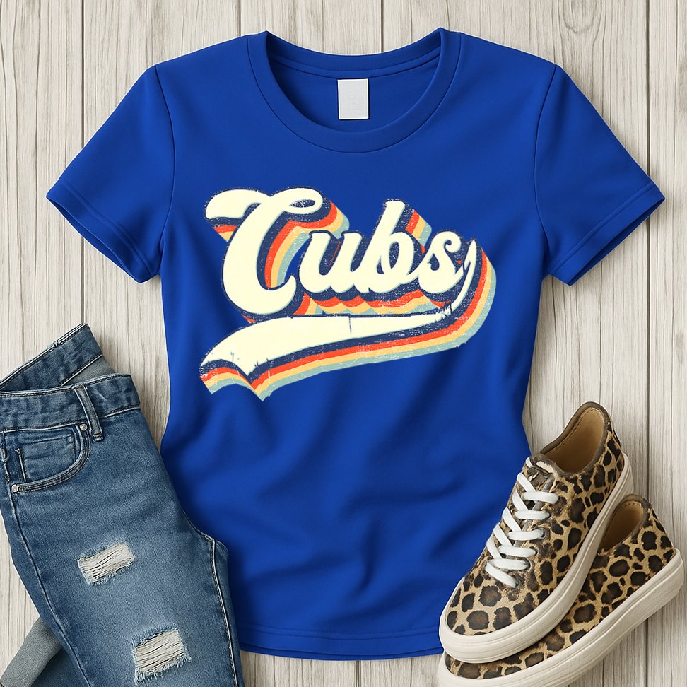 Cubs Sports Name Vintage Retro Boy Girl Womens T-Shirt