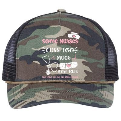 Cussing: Some Nurses Cuss Too Much And Talk Too Lou Nurse Gift Retro Rope Trucker Hat Cap