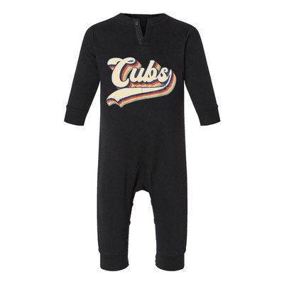 Cubs Sports Name Vintage Retro Gift Infant Fleece One Piece